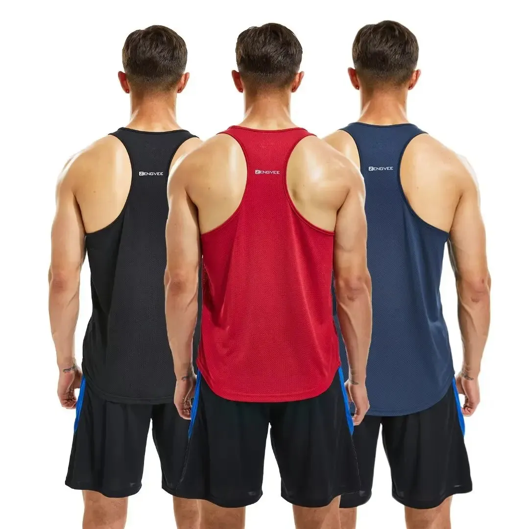 Men's 3 Pack Running Muscle Tank Tops - Dry-Fit Workout Sleeveless Tops, Breathable Y-Back Shirts, Training Bodybuilding Vests