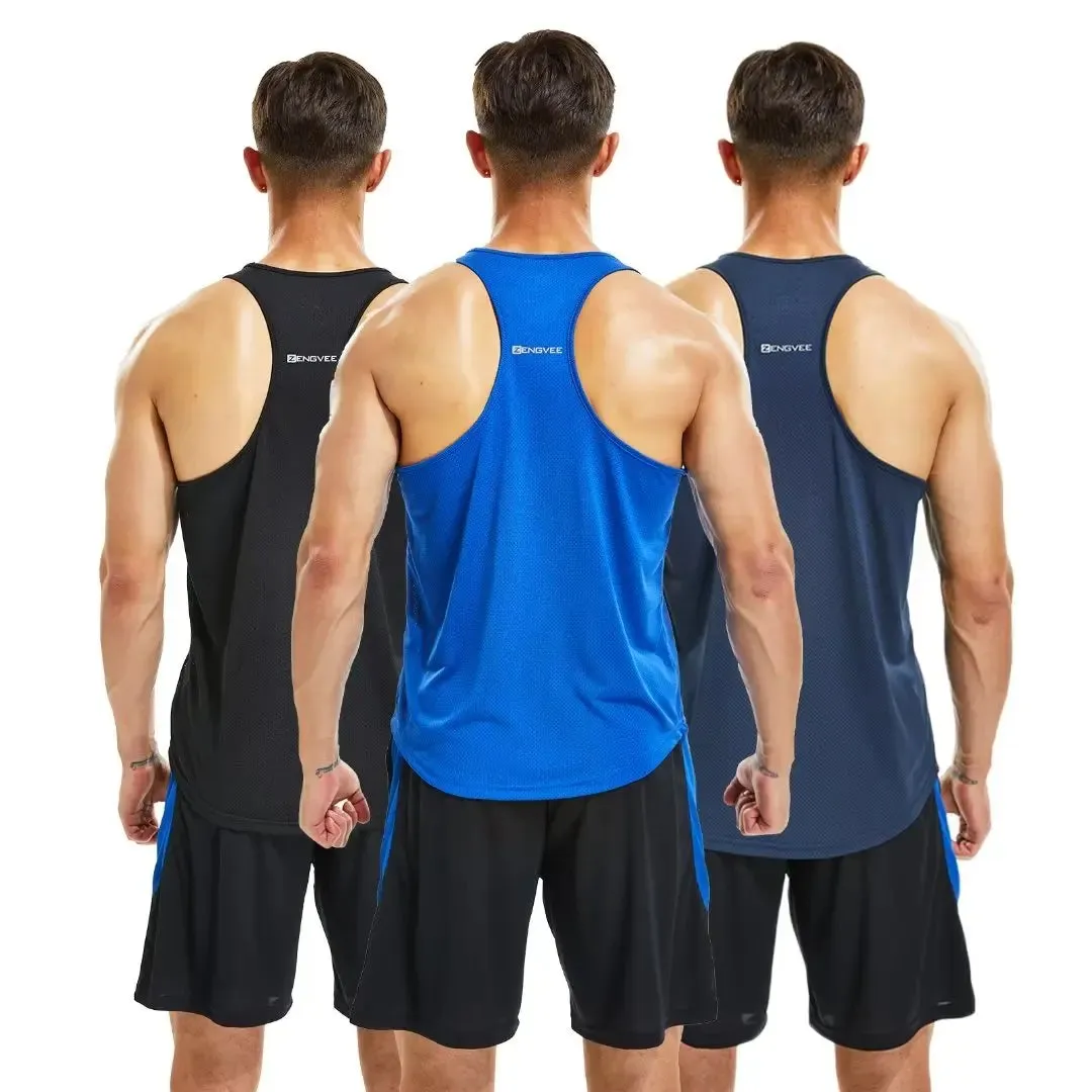 Men's 3 Pack Running Muscle Tank Tops - Dry-Fit Workout Sleeveless Tops, Breathable Y-Back Shirts, Training Bodybuilding Vests