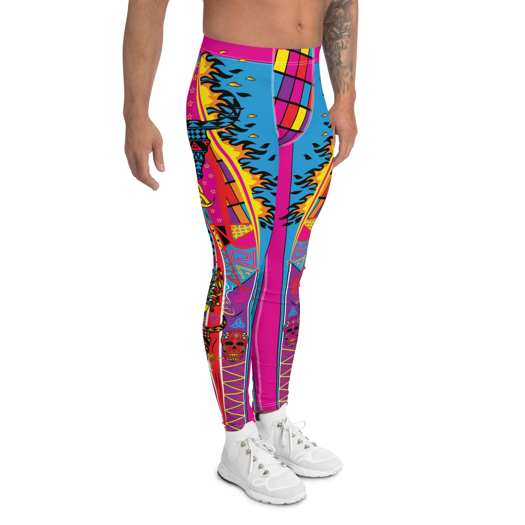 Mens Leggings, Luchador Fire
