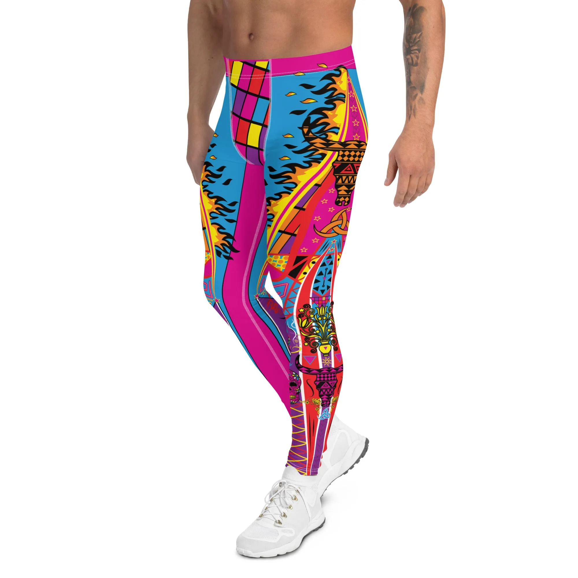 Mens Leggings, Luchador Fire