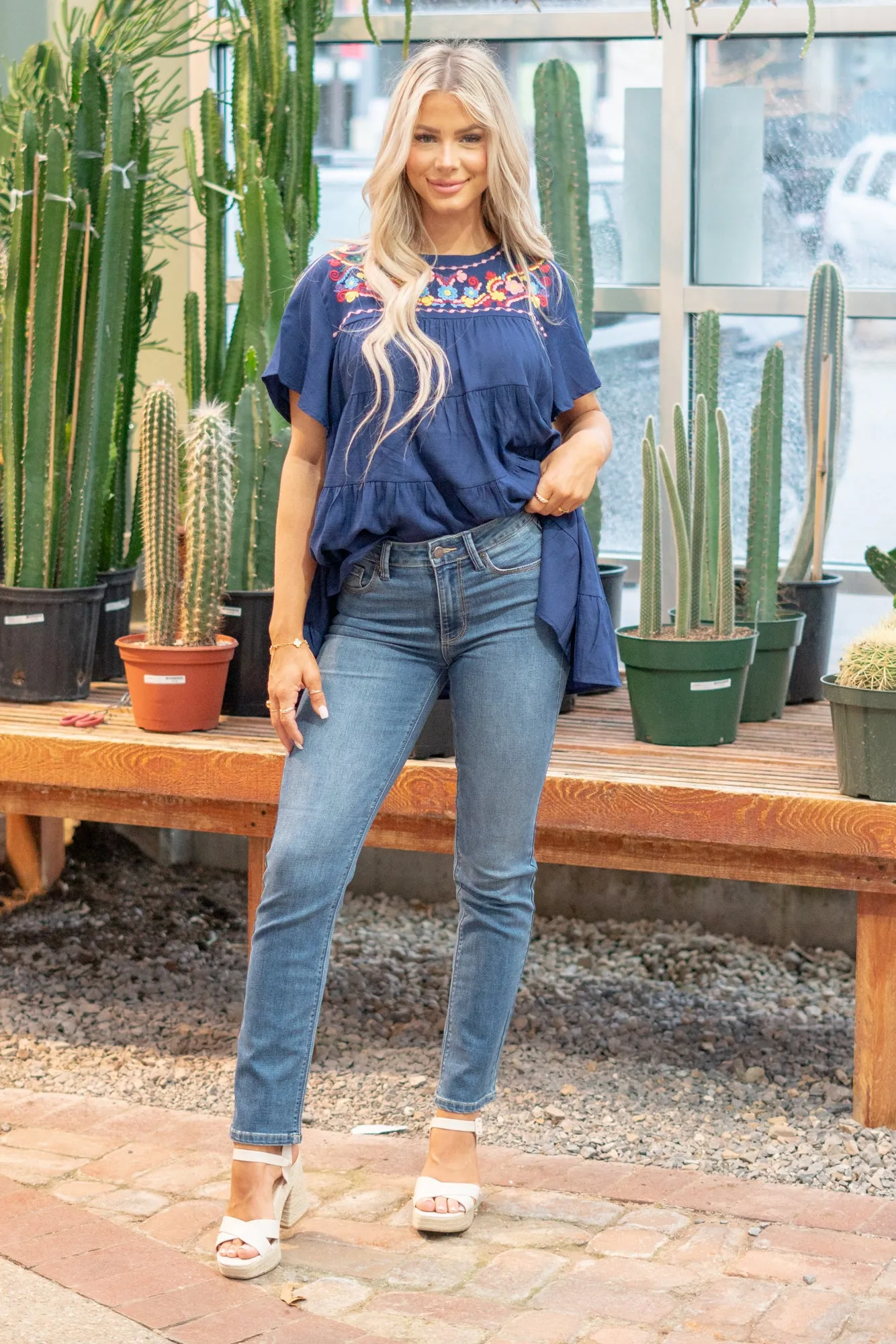 Millie Jane Mid Rise Longer Slim Straight