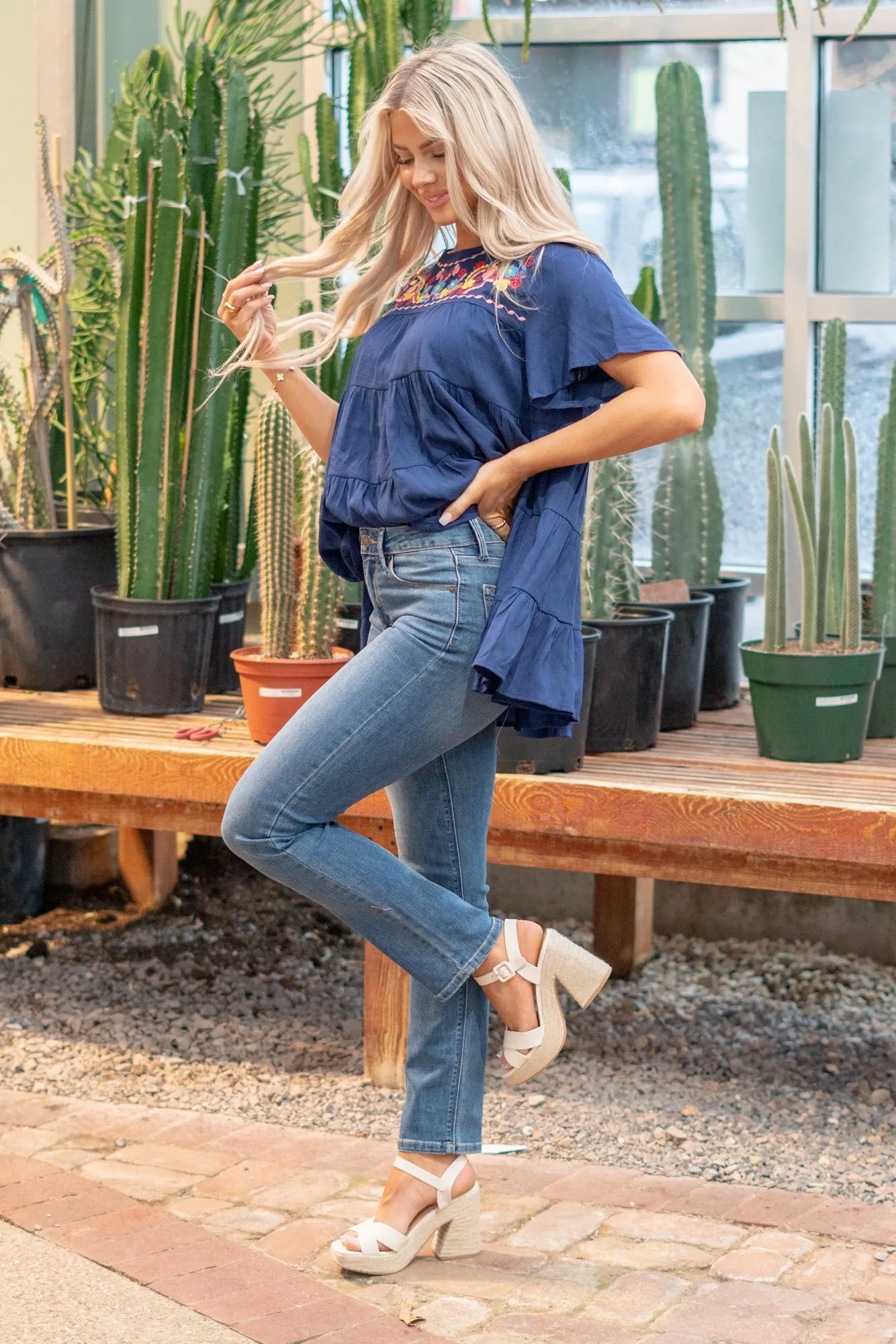 Millie Jane Mid Rise Longer Slim Straight
