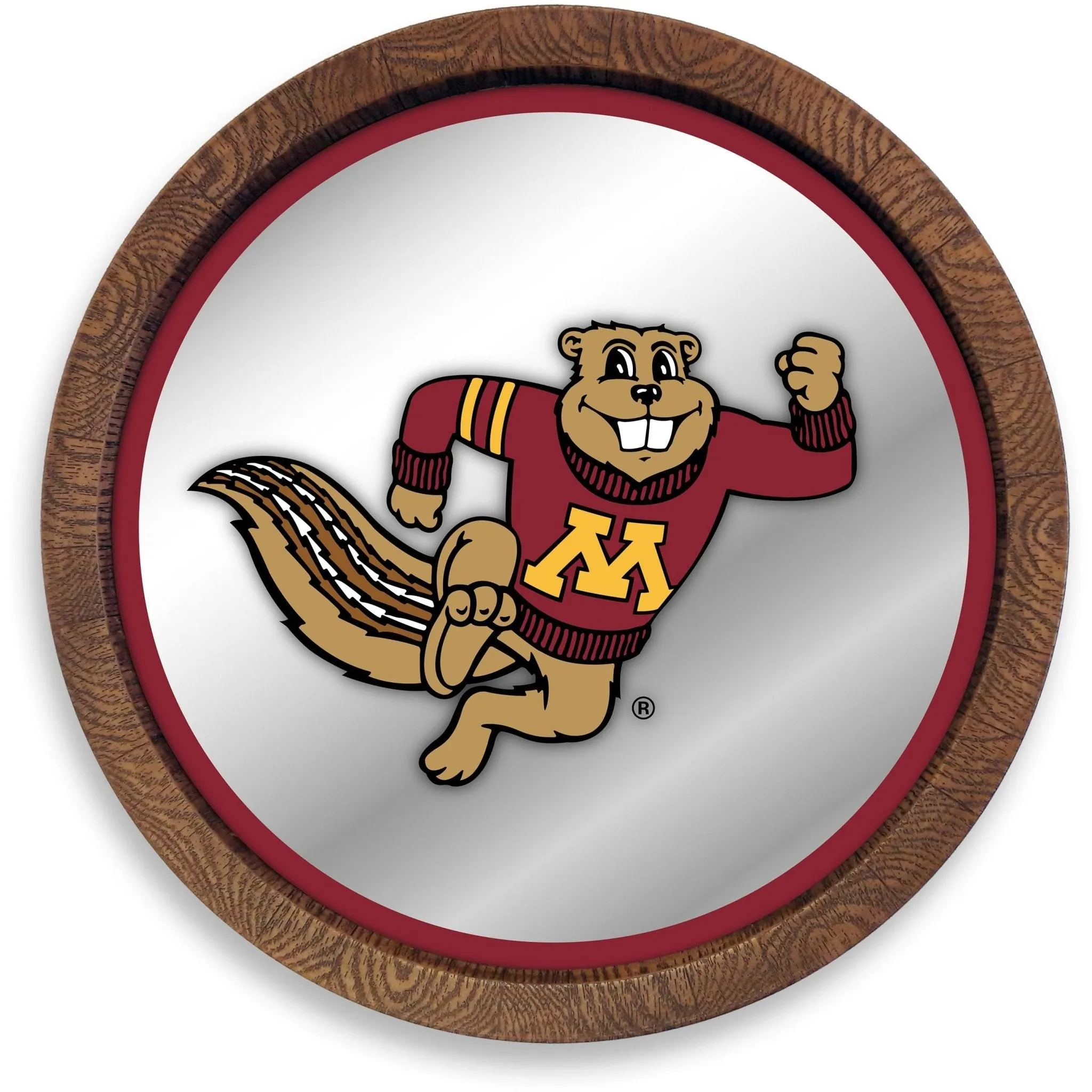 Minnesota Golden Gophers: Mascot - "Faux" Barrel Top Mirrored Wall Sign