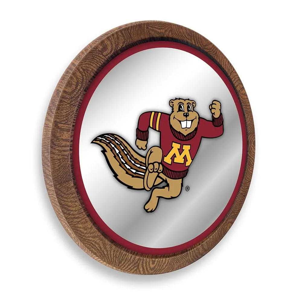 Minnesota Golden Gophers: Mascot - "Faux" Barrel Top Mirrored Wall Sign