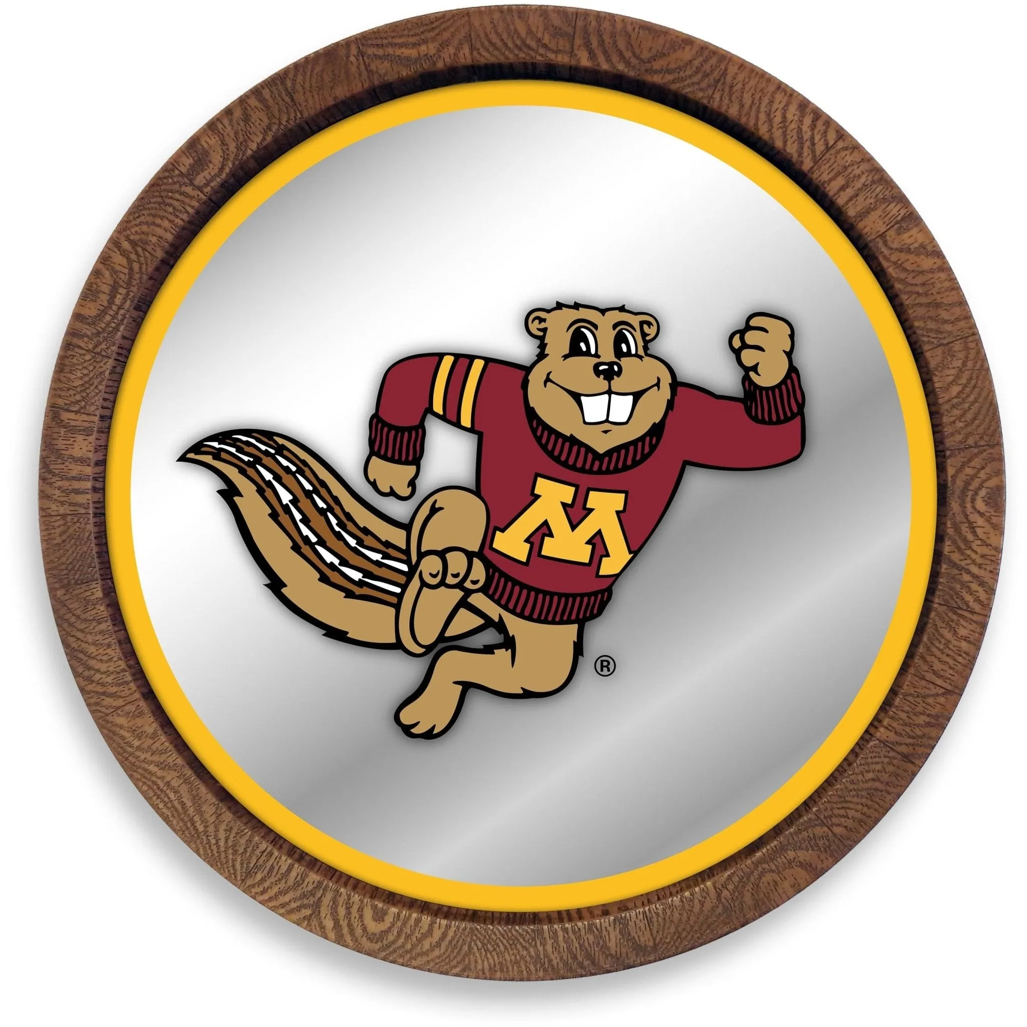 Minnesota Golden Gophers: Mascot - "Faux" Barrel Top Mirrored Wall Sign