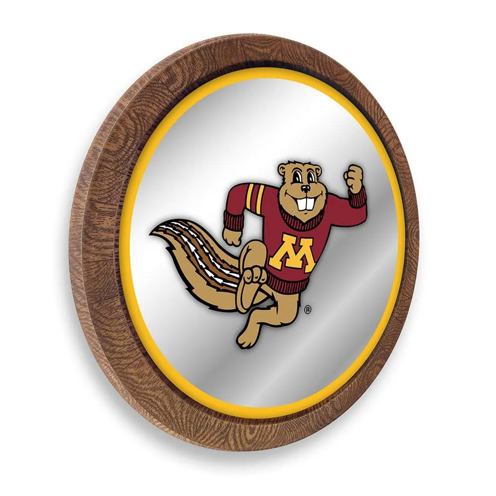 Minnesota Golden Gophers: Mascot - "Faux" Barrel Top Mirrored Wall Sign