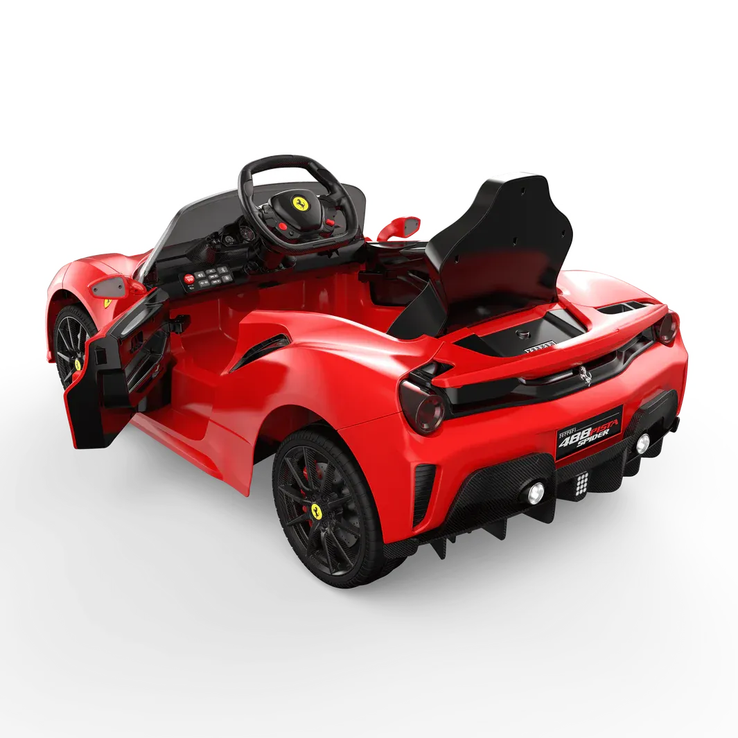 New 2025 Licensed 12V Ferrari 488 Pista Spider Upgraded Ride On Car   | 1 Seater | Leather Seat | Remote