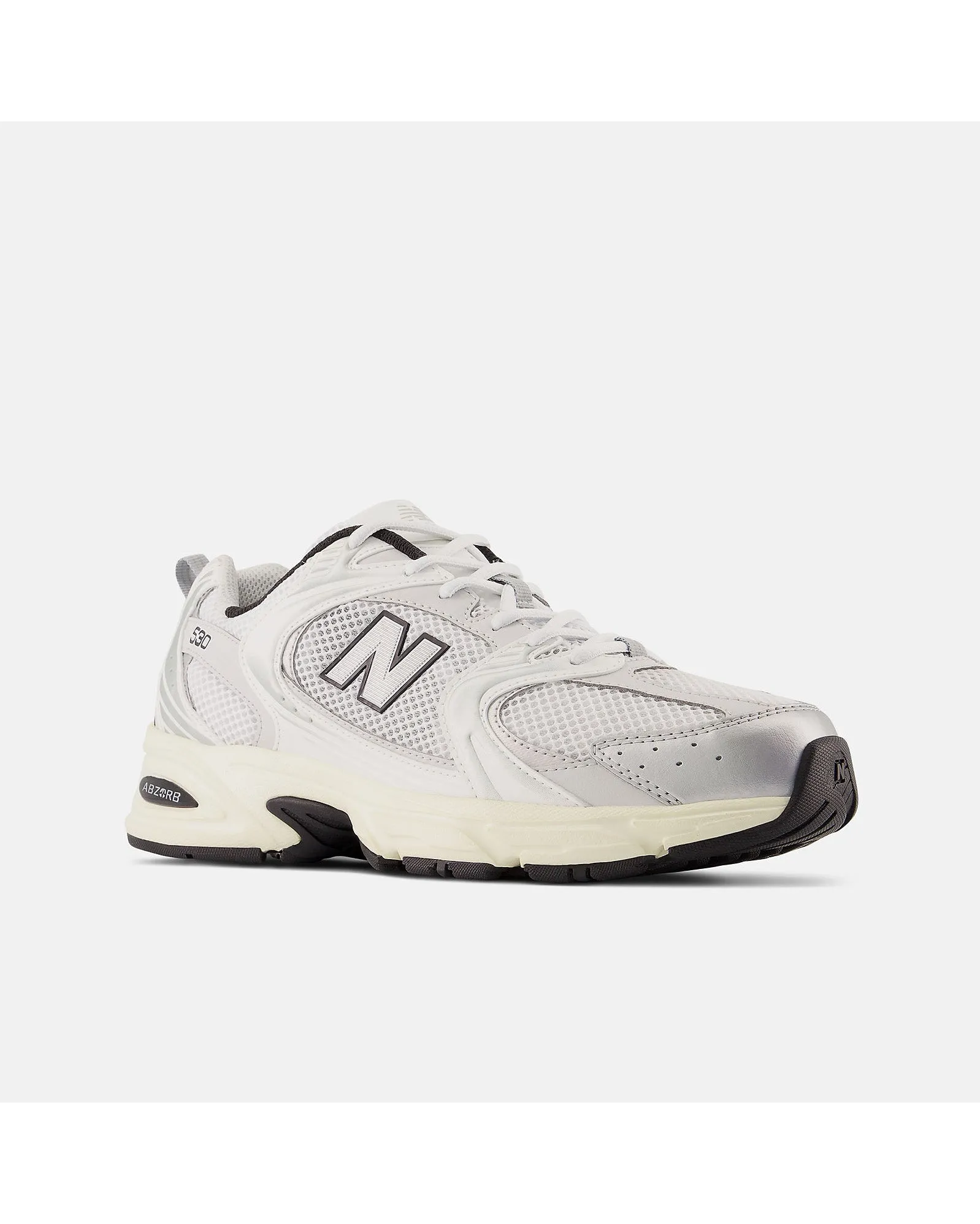 New Balance 530 Sneaker -White with Silver Metallic and Black