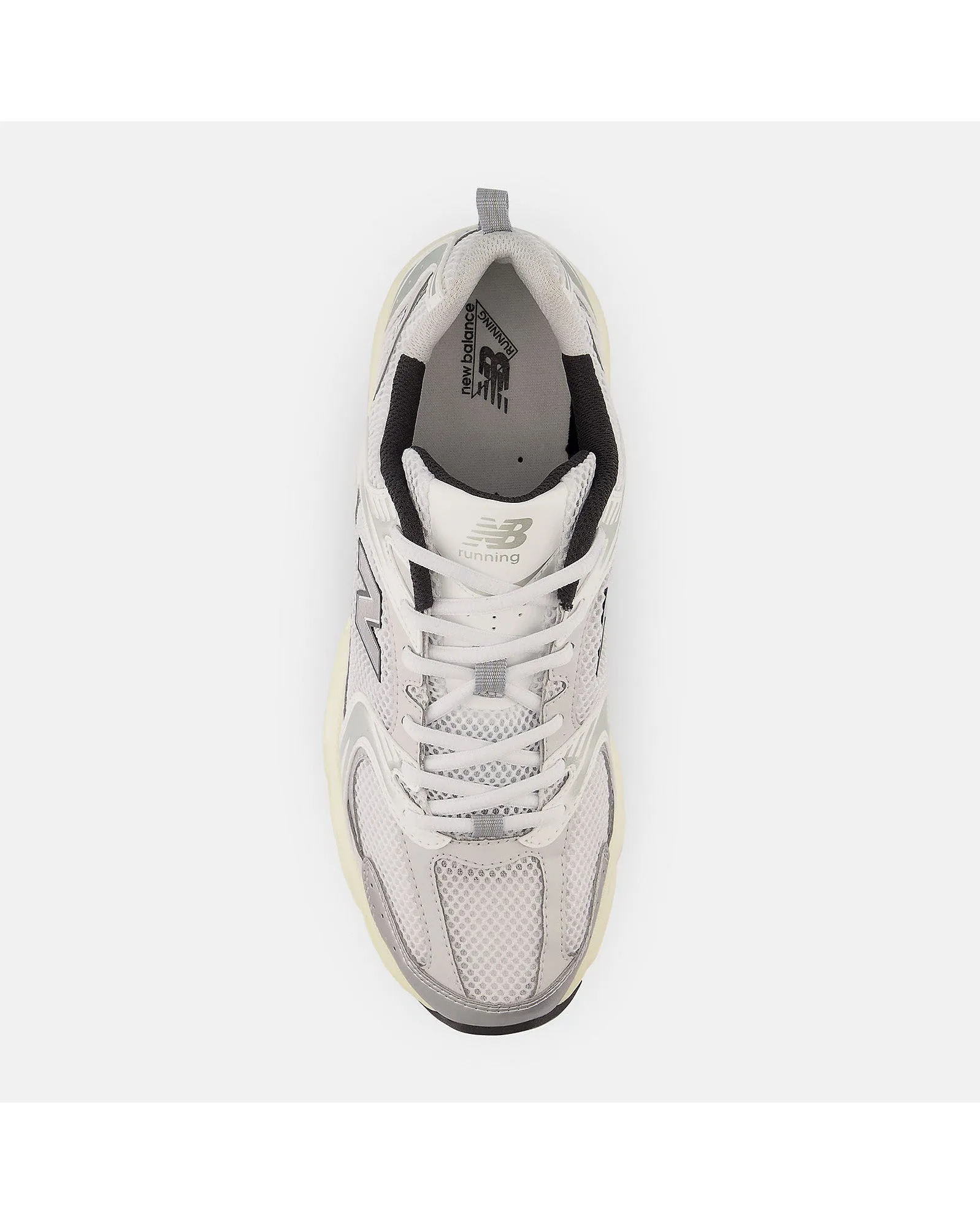 New Balance 530 Sneaker -White with Silver Metallic and Black