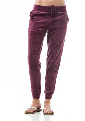 New Women's vdbm Drawstring Velvet Velour Front Slant Pockets Casual Joggers, great for all seasons! Fuchsia Sz M