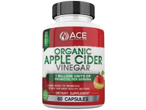 Organic Apple Cider Vinegar Capsules (1000 mg) with Probiotics (1 Billion Units)
