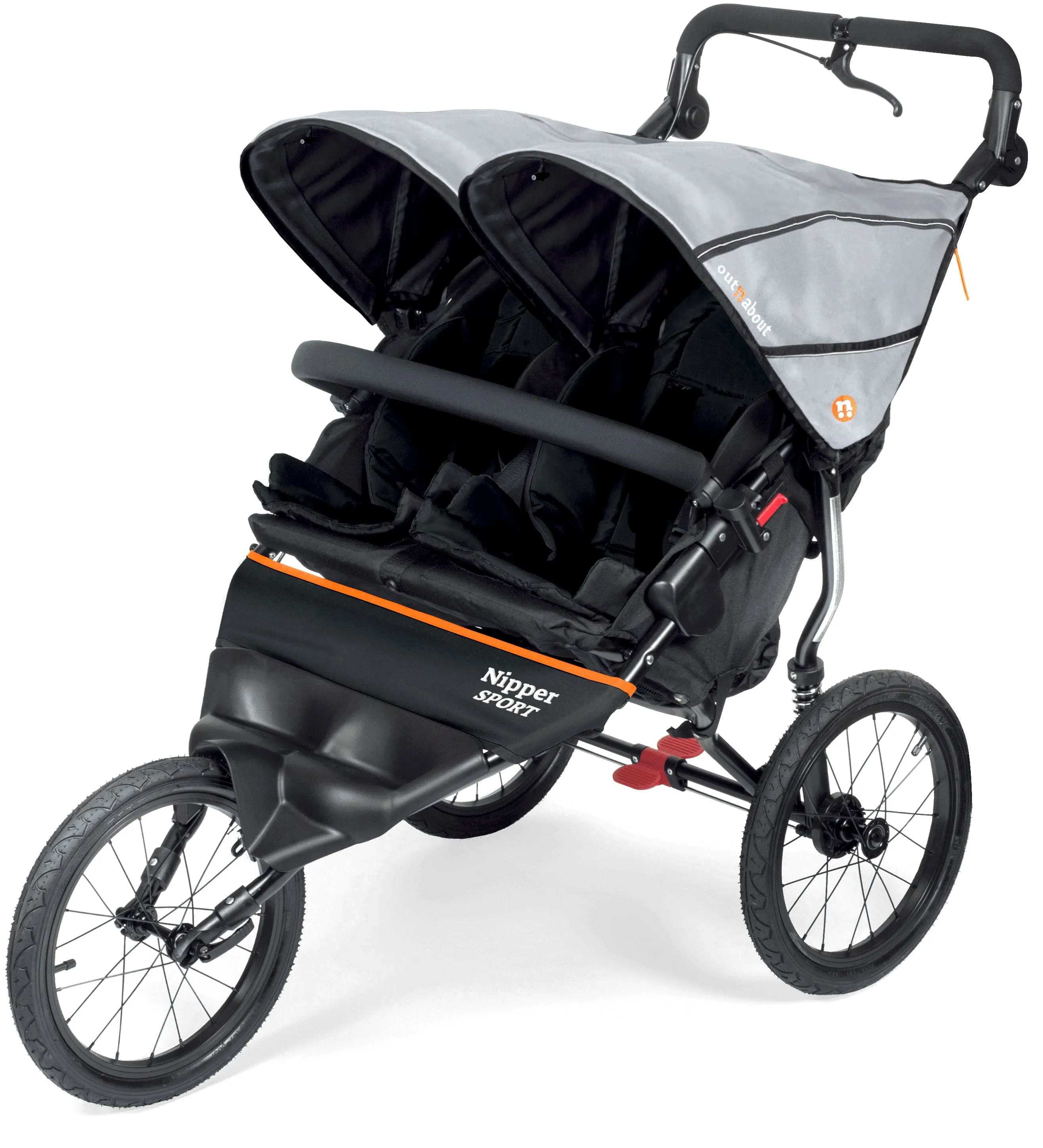 Out n About Nipper Sport V5 Double Pushchair - Rock Salt Grey - Please allow 7 days for delivery