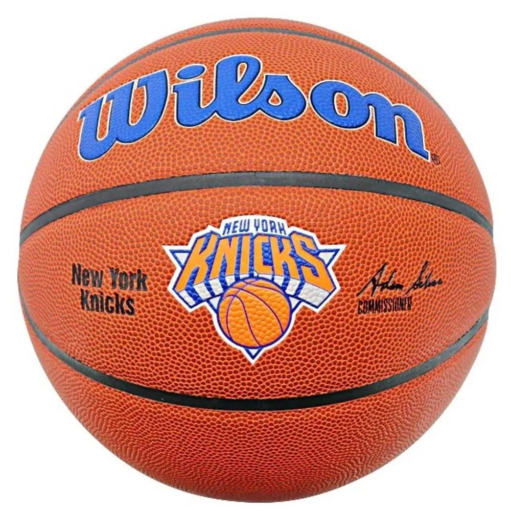 Patrick Ewing Signed New York Knicks Wilson Logo Basketball Steiner CX