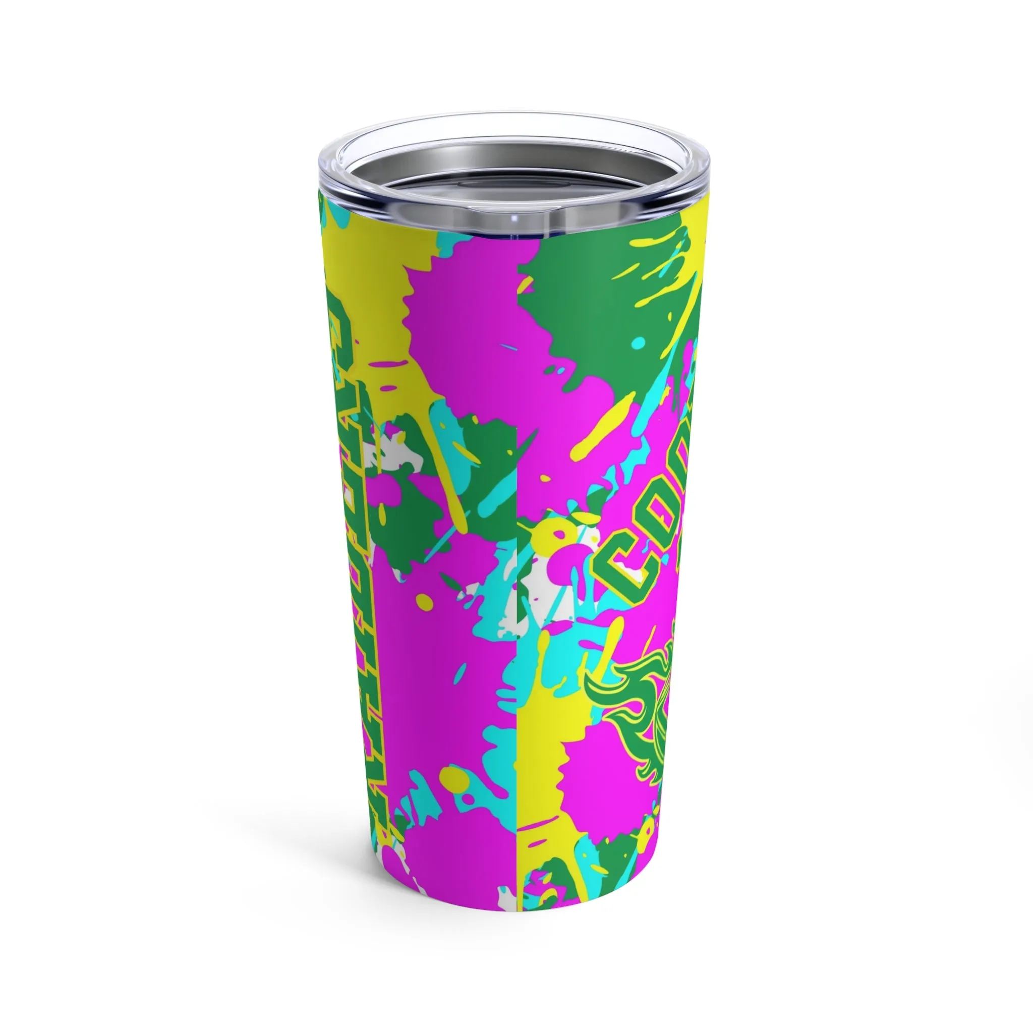 Personalized Neon Paint Splatter Football Player Sports 20 oz Tumbler