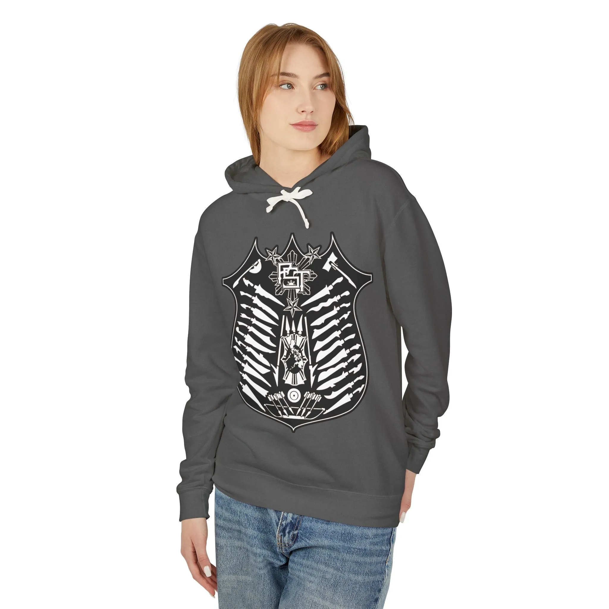 Philippines Weapons of Moroland Pstgear Unisex Skeleton Shield Lightweight Hoodie - Edgy Graphic Sweatshirt for Casual Style