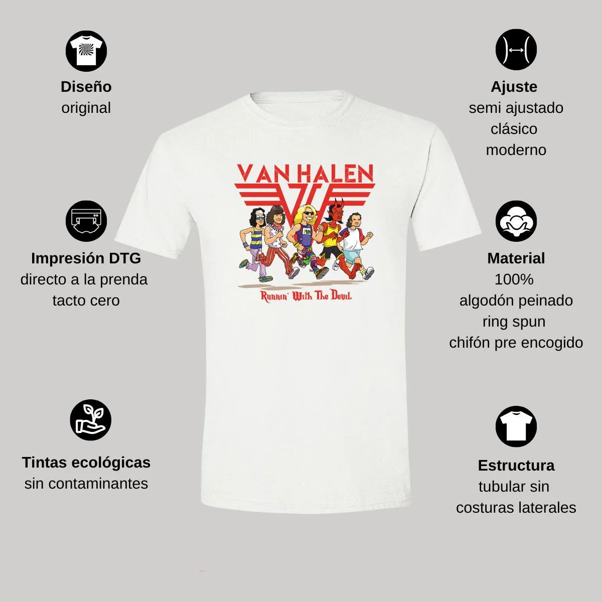 Playera Hombre Rock Van Halen Running with the devil 1005B