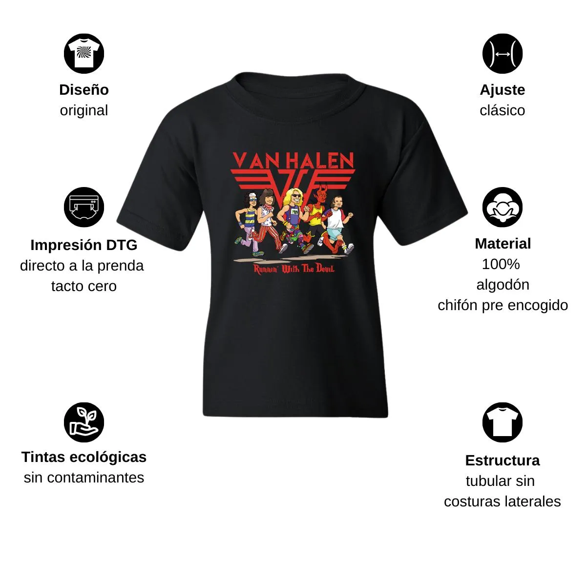 Playera Niño Niña Rock Van Halen Running with the devil 1005