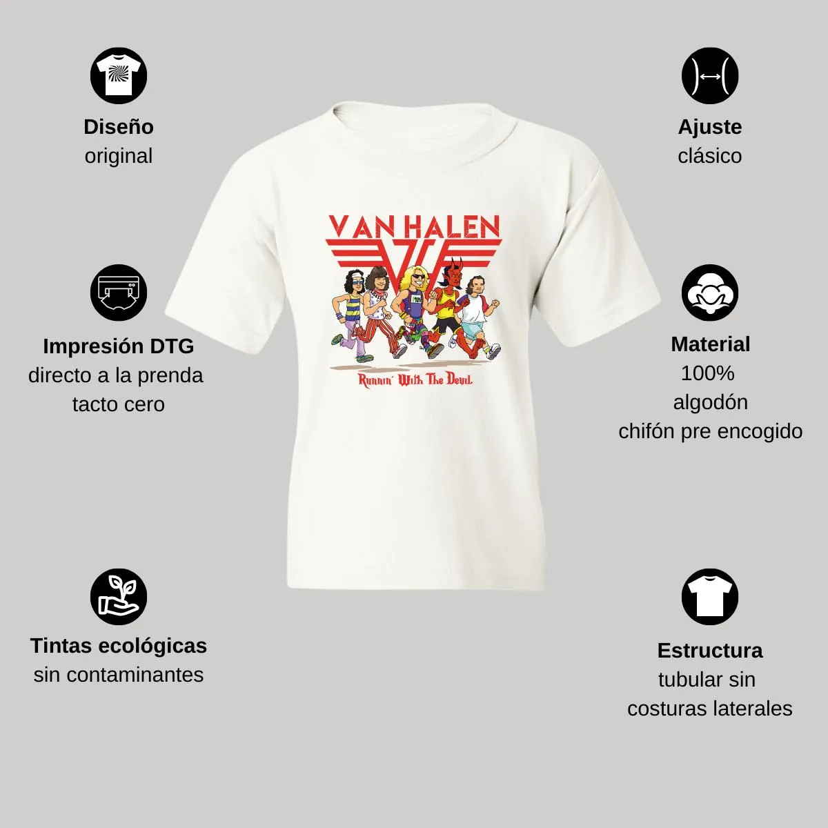 Playera Niño Niña Rock Van Halen Running with the devil 1005