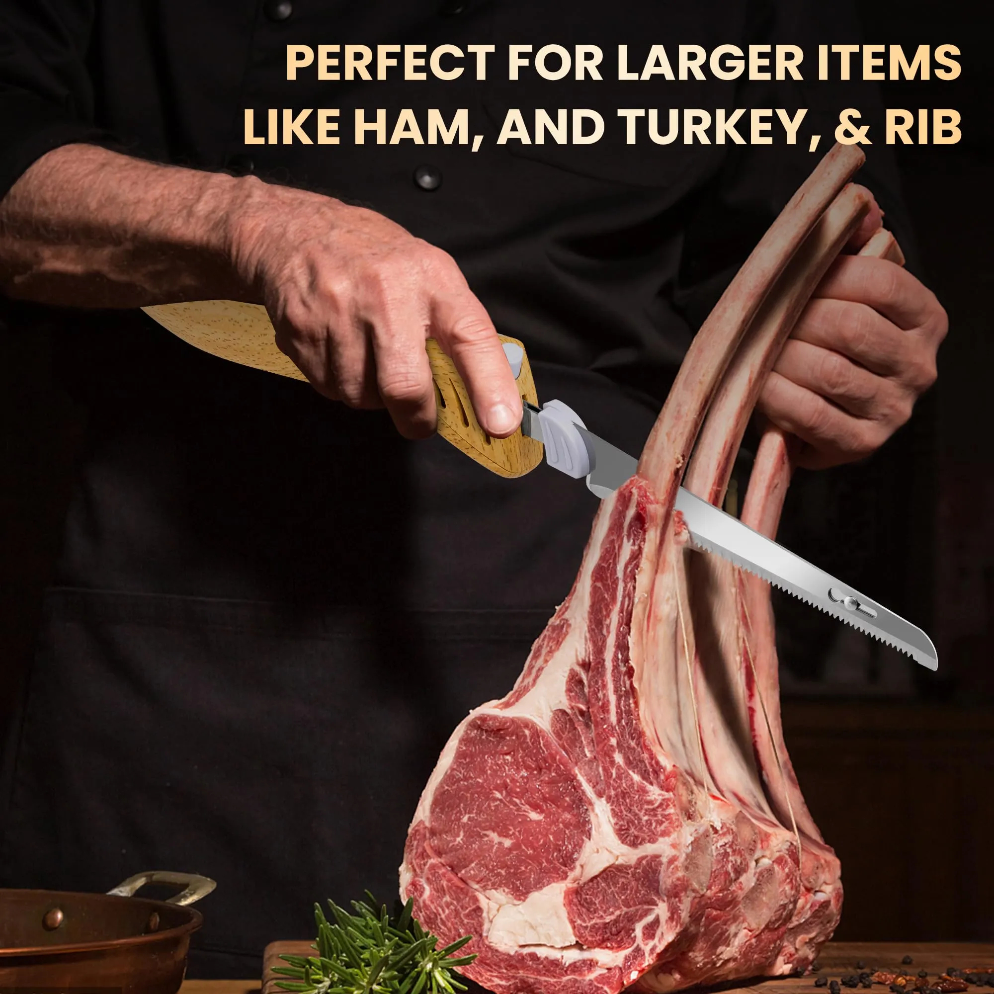 Prikoi Cordless Electric Knife, Easy-Slice Serrated Edge Blades for Carving Turkey, Bread, Fillet, DIY, Ergonomic Handle   2 Blades