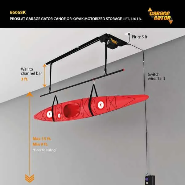 PROSLAT Garage Gator Single Canoe & Kayak 220 lb Hoist kit #66068K