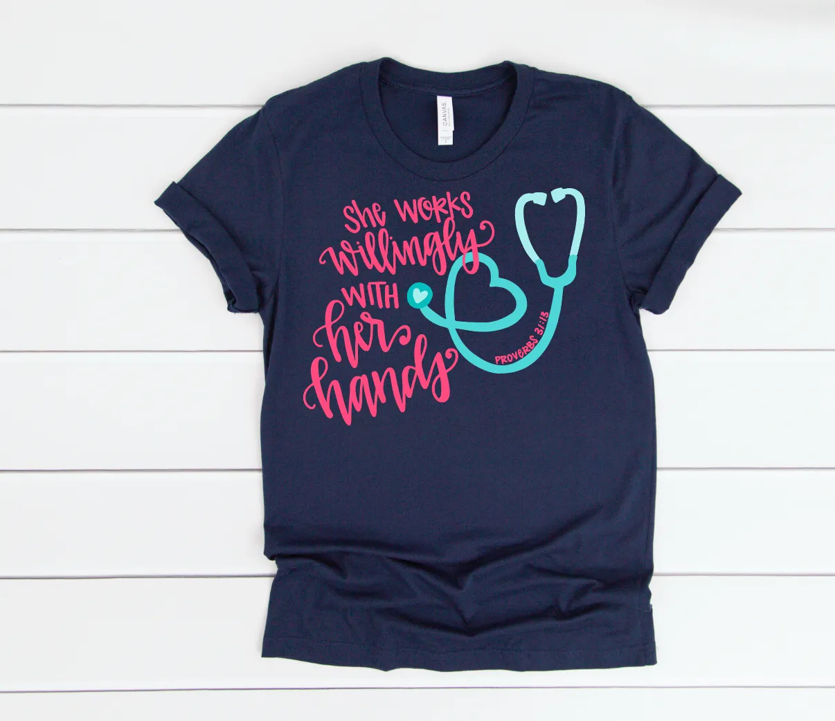 Proverbs 31:13 Nurses Short Sleeve Tee