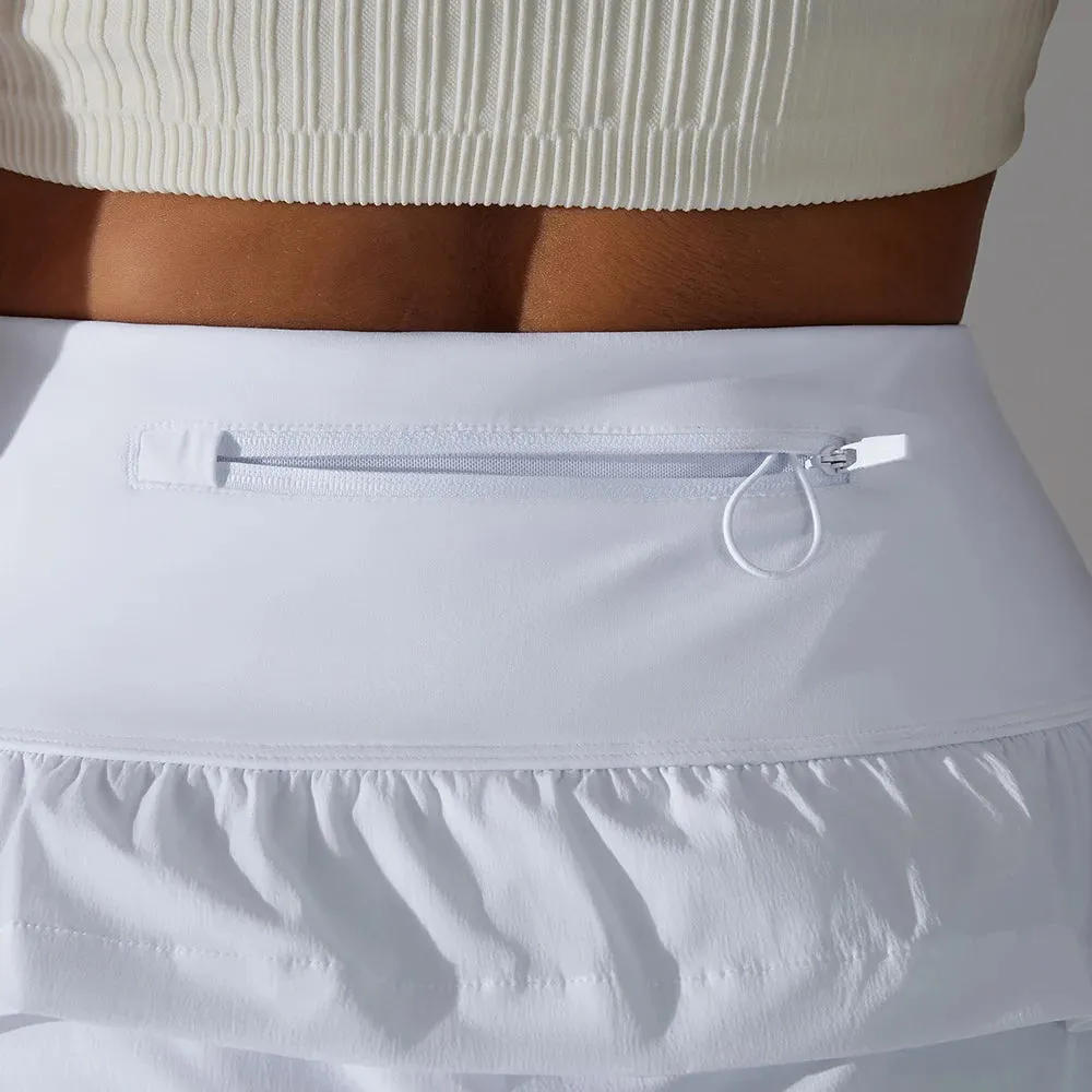 Quick-Drying High Waist Crossover Mesh 2 In 1 Running Shorts for Women - Workout Athletic Gym Yoga Shorts with Inner Pocket