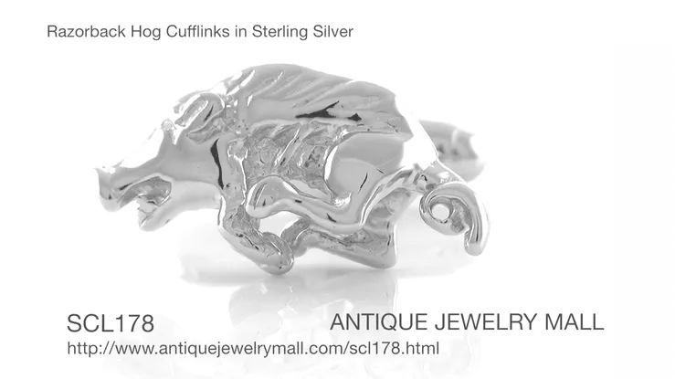 Razorback Hog Cufflinks in Sterling Silver