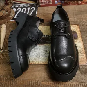 Round Toe Men Leather Shoes British Style