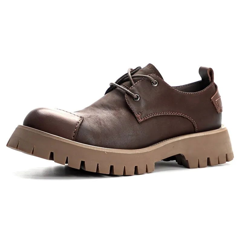 Round Toe Men Leather Shoes British Style