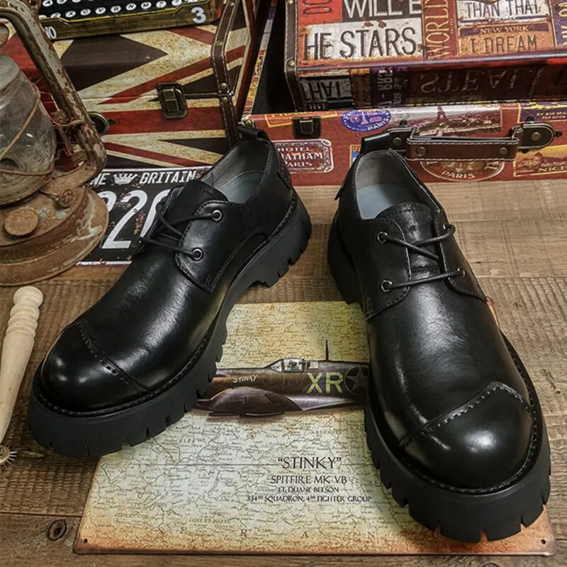 Round Toe Men Leather Shoes British Style