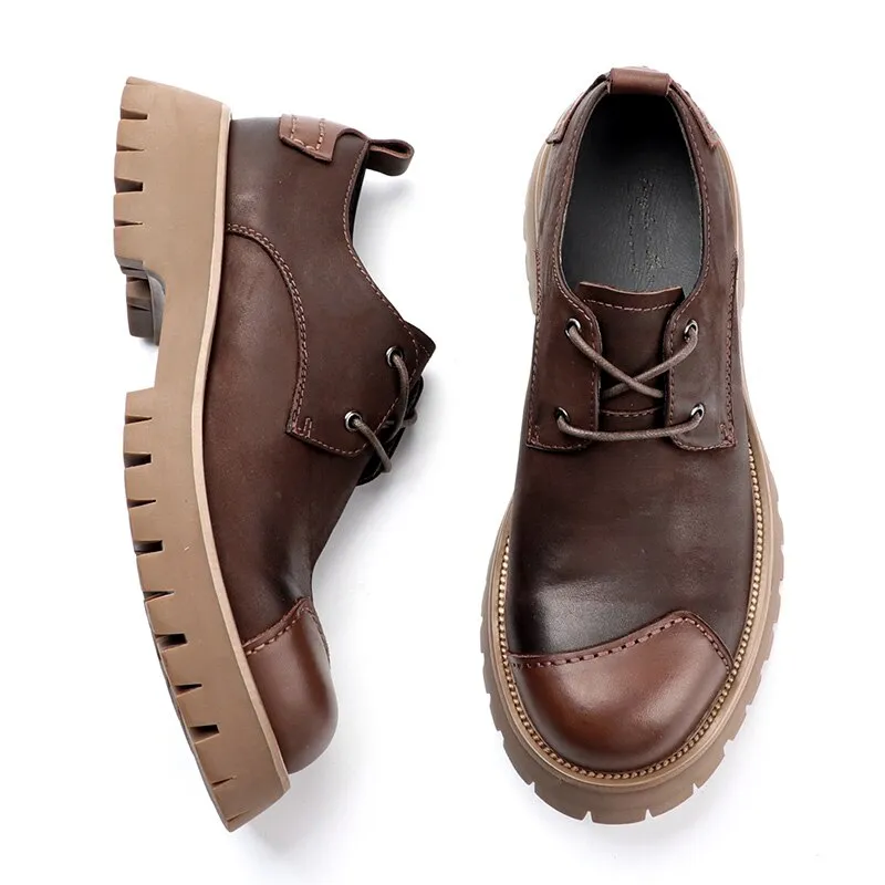 Round Toe Men Leather Shoes British Style