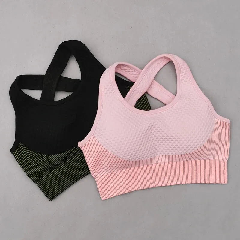 Seamless Cross Back Yoga Sports Bra