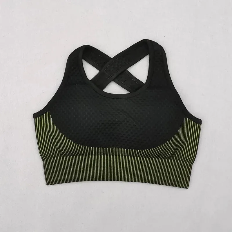 Seamless Cross Back Yoga Sports Bra