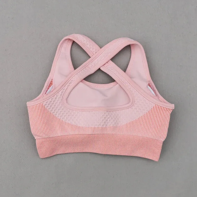 Seamless Cross Back Yoga Sports Bra