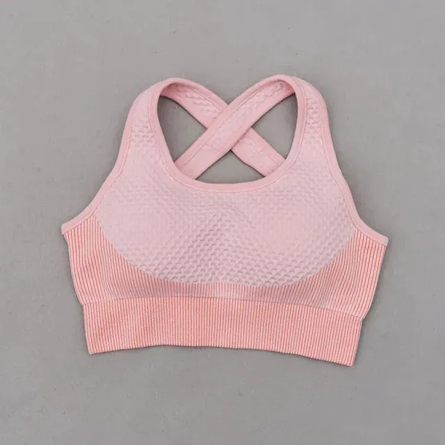 Seamless Cross Back Yoga Sports Bra