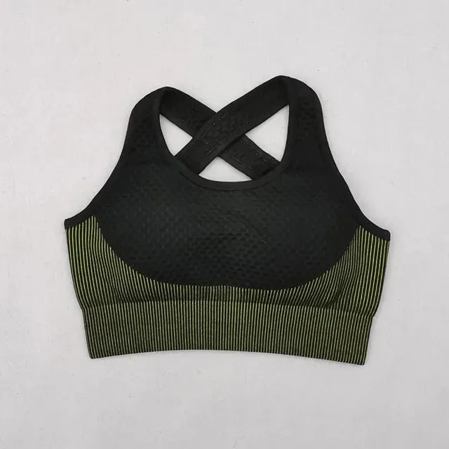 Seamless Cross Back Yoga Sports Bra