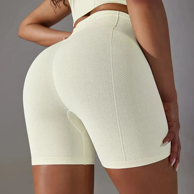 Seamless Yoga Shorts Women - Gym Booty Shorts, High Waist Workout Push Up Biker Shorts, Tight Fitness Running Sport Leggings