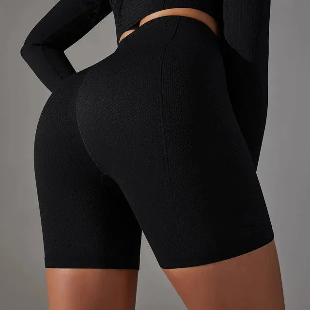 Seamless Yoga Shorts Women - Gym Booty Shorts, High Waist Workout Push Up Biker Shorts, Tight Fitness Running Sport Leggings