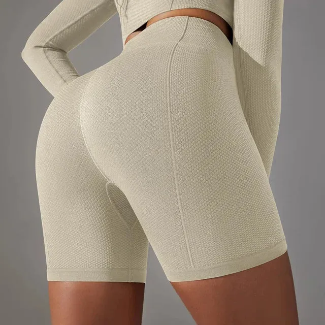 Seamless Yoga Shorts Women - Gym Booty Shorts, High Waist Workout Push Up Biker Shorts, Tight Fitness Running Sport Leggings