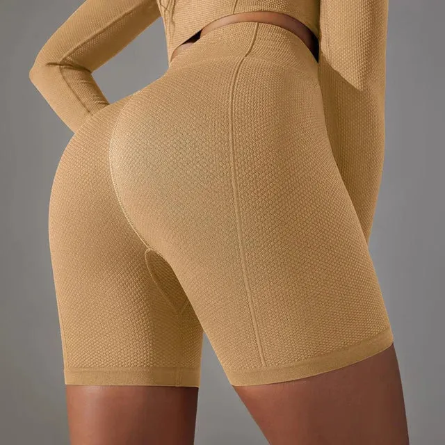 Seamless Yoga Shorts Women - Gym Booty Shorts, High Waist Workout Push Up Biker Shorts, Tight Fitness Running Sport Leggings