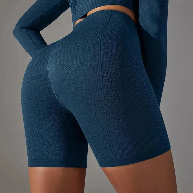 Seamless Yoga Shorts Women - Gym Booty Shorts, High Waist Workout Push Up Biker Shorts, Tight Fitness Running Sport Leggings