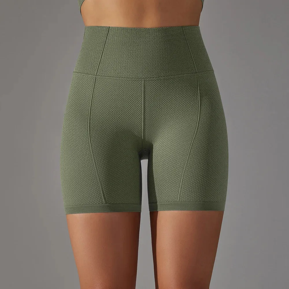 Seamless Yoga Shorts Women - Gym Booty Shorts, High Waist Workout Push Up Biker Shorts, Tight Fitness Running Sport Leggings