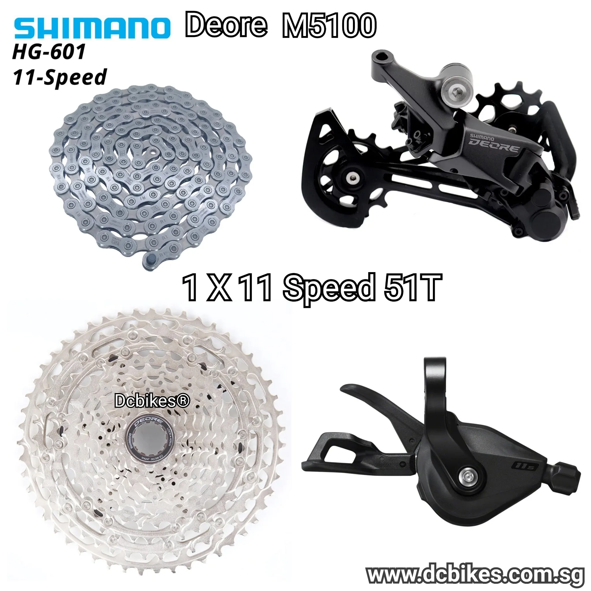 Shimano 11 Speed Deore M5100 Shifter   Rear Derailleur   51T Cassette   11s Chain Groupset