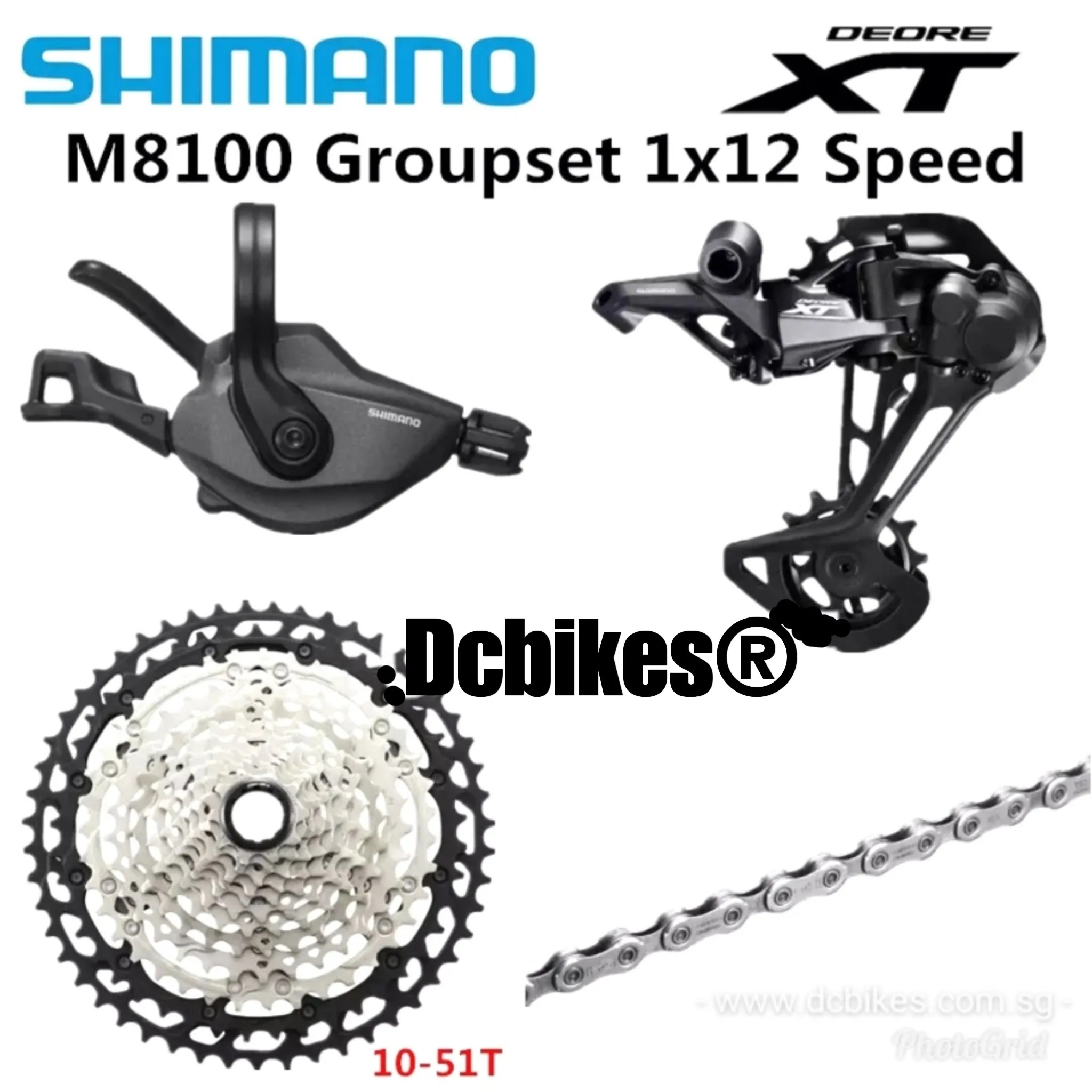 Shimano XT 12 Speed Derailleur M8100   12s Shifter   Chain   MTB 51T Micro Spline Cassette