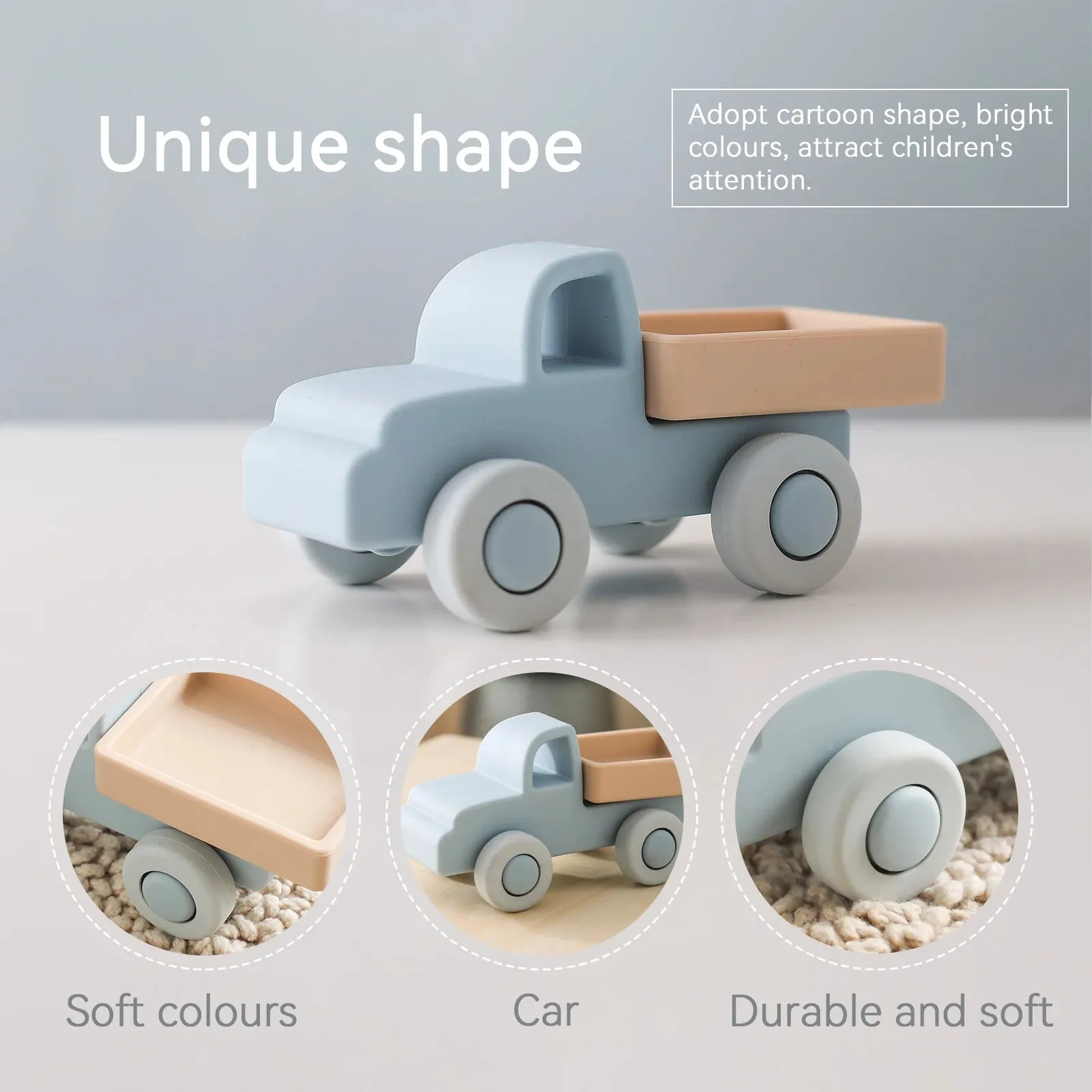 Silicone Car Teether Toy  Educational Baby Teething Block