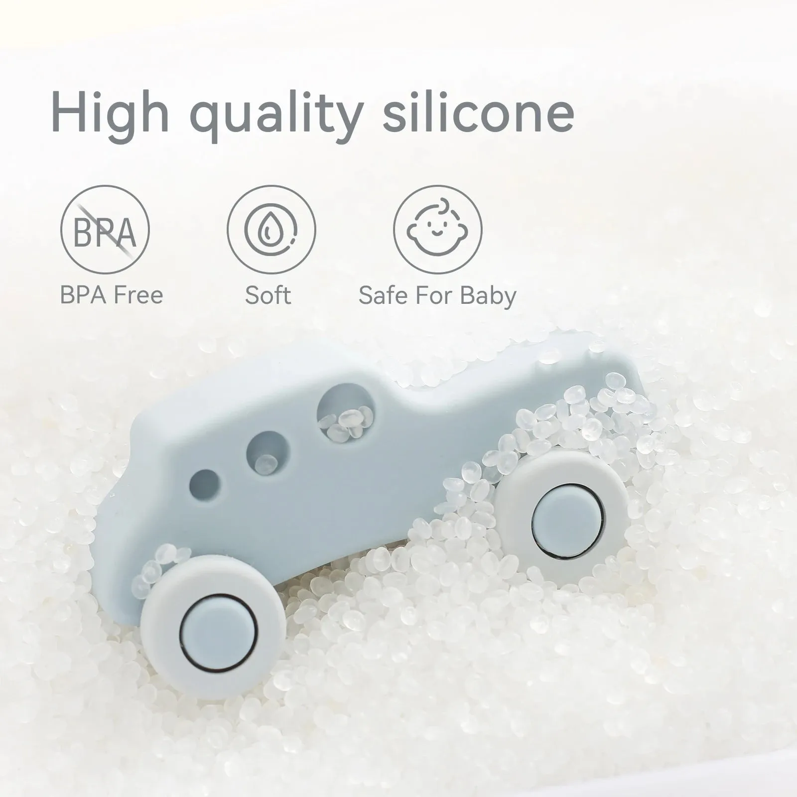 Silicone Car Teether Toy  Educational Baby Teething Block