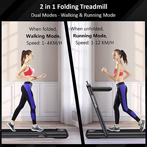 Sparnod Fitness STH-3030 (4 HP Peak) 2 in 1 Foldable Treadmill for Home Cum Under Desk Walking PadSlim Enough to be stored Under Bed (Black)