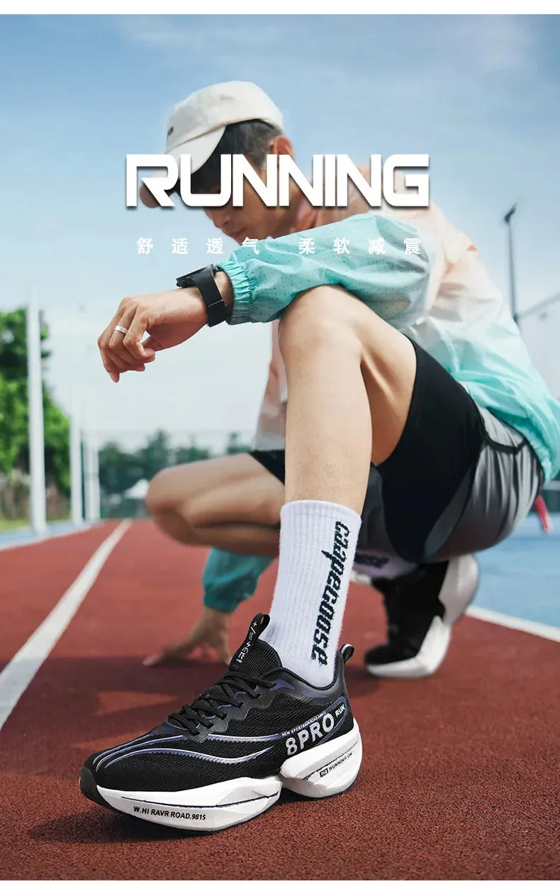 Specialty Carbon Plate Sports Running Shoes – Marathon Air Cushion, Men’s Breathable, Lightweight, Women’s Comfortable Nonskid Sneakers
