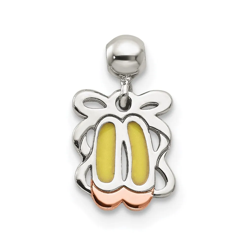 Sterling Silver Mio Memento Enamel Dangle Ballet Shoes Charm