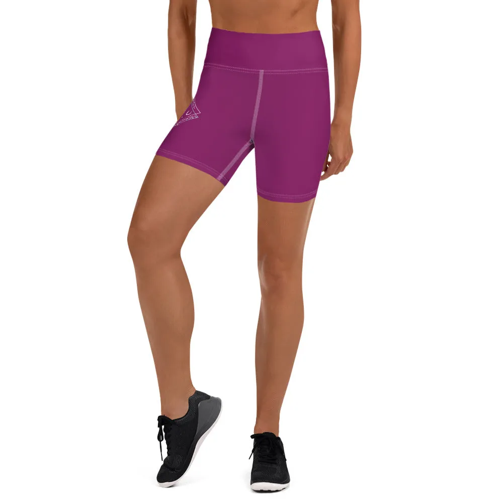 S.T.F.U Diamond Back Trim High Waisted Yoga Shorts - Purple